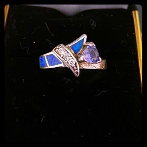 Amethyst and Blue Fire Opal Silver ring